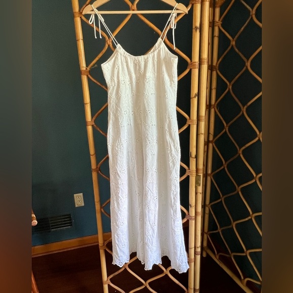La Ligne Spaghetti Dress White Eyelet Cotton Small - Picture 5 of 12